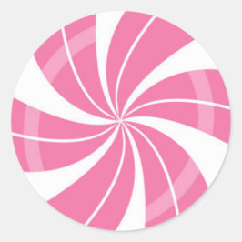 Rosa und weiße Süßwarenwirbel, Pfefferminzbonbons Runder Aufkleber