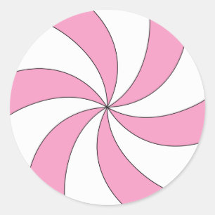 Rosa und weiße Swirbel, Bonbons Runder Aufkleber