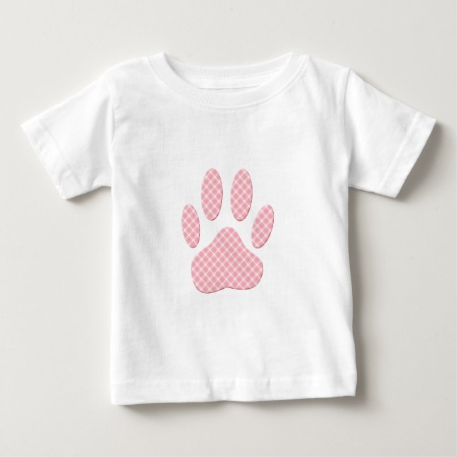 Rosa und weiße Tartan Dose Pfosten drucken Baby T-shirt (Vorderseite)
