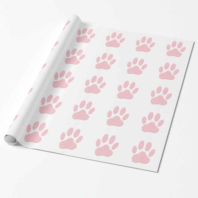 Rosa und weiße Tartan Dose Pfosten drucken Geschenkpapier (Ungerollt)