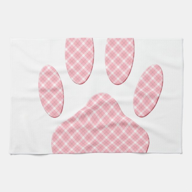Rosa und weiße Tartan Dose Pfosten drucken Küchentuch (Horizontal)
