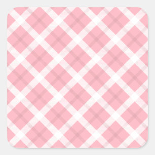 rosa und weiße Tartanmuster Quadratischer Aufkleber