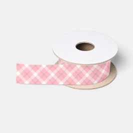 rosa und weiße Tartanmuster Satinband