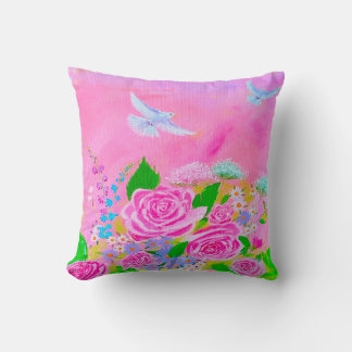 Rosa und weiße Taubenkissen Kissen