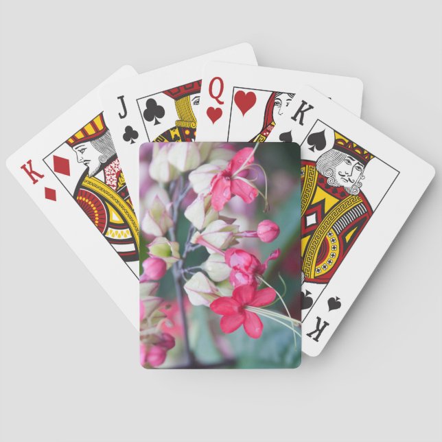 Rosa und weiße tropische Blume Spielkarten (Rückseite)