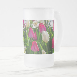 Rosa und weiße Tulpen Painterly Mattiert Glass Bie Mattglas Bierglas