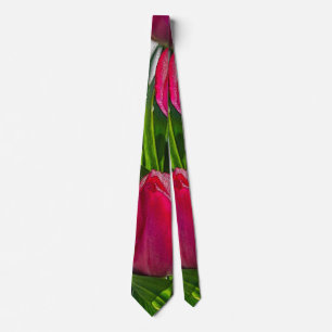 Rosa und weiße Tulpen Painterly Neck Krawatte