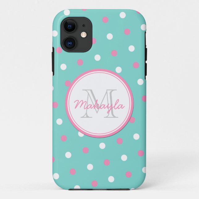 Rosa und weiße Tupfen Case-Mate iPhone Hülle (Rückseite)