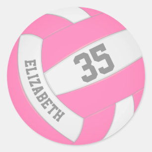 rosa und weiße Volleyball Runder Aufkleber