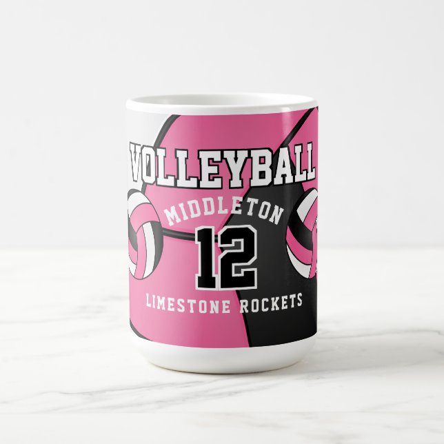 Rosa und Weiße Volleyball Sport Kaffeetasse (Mittel)