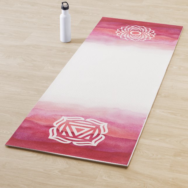 Rosa und weiße Wasserfarbe Krone & Root Chakra Yogamatte (Beispiel)
