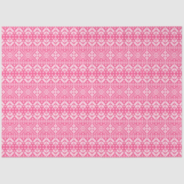 Rosa und weiße Weihnachtsmesse Isle Pattern Seidenpapier (Vorderseite)