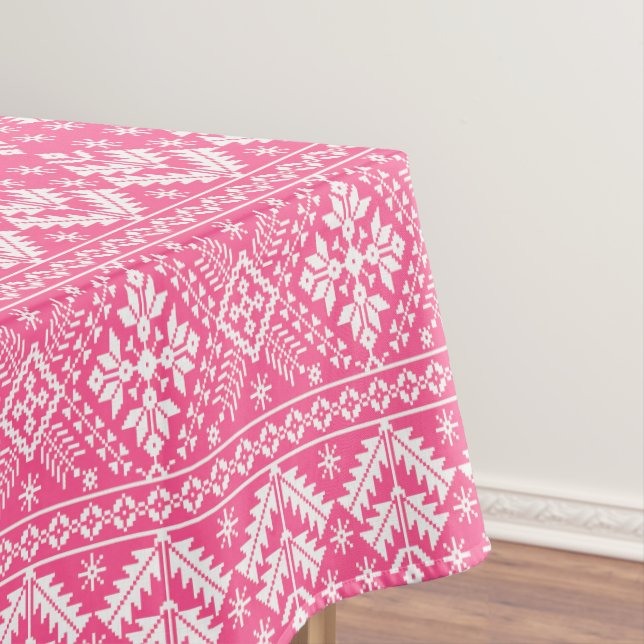 Rosa und weiße Weihnachtsmesse Isle Pattern Tischdecke (Beispiel)