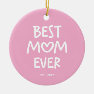 Rosa und Weiße Whimsical Heart Beste Mutter Aller  Keramik Ornament