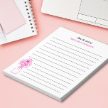 Rosa und weiße Wildblume vom Schreibtisch Notizblock<br><div class="desc">Elegantes Notizblock mit Blumen personalisiert mit Ihrem Namen. Eine farbenfrohe und weiße Blumenillustrierung verleiht dem Ganzen eine elegante Touch.</div>