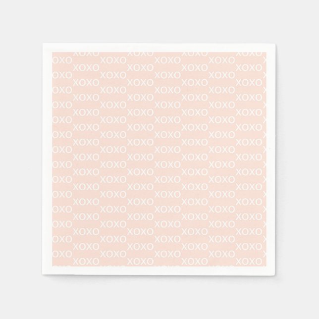 Rosa und weiße XoValentine-Party Serviette (Vorderseite)