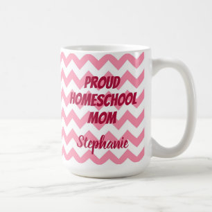 Rosa und weiße Zickzack Proud-Mama Kaffeetasse