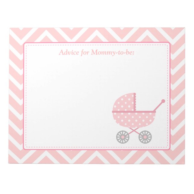 Rosa und weiße Zickzack Stroller Mommy zu sein Notizblock (Vorderseite)