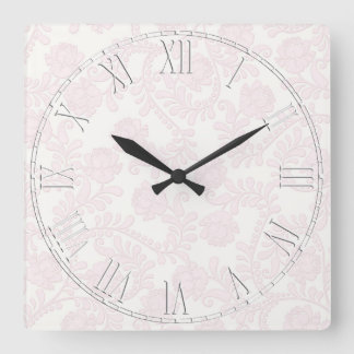 Rosa-und weißeelegante Blume mit Blumen Quadratische Wanduhr