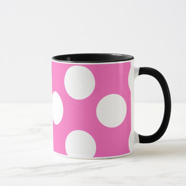 Rosa-und weißegroße Polka-Punkt-Tasse Tasse (Rechts)