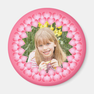 Rosa- und weißeniedliche Herzschablone Magnet