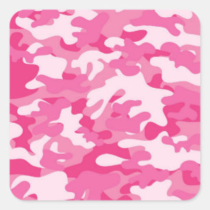 Rosa und weißer Camouflage-Entwurf Quadratischer Aufkleber