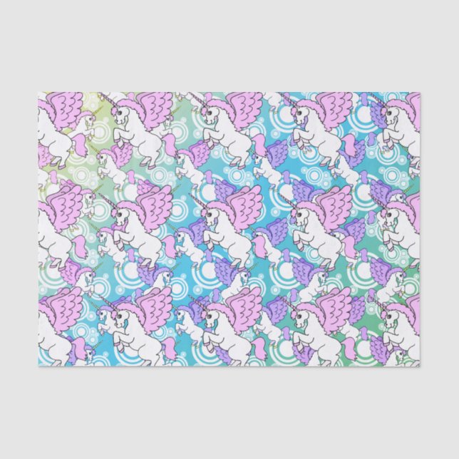 Rosa und weißer Einhorn-Muster-Entwurf Seidenpapier (Vorderseite)