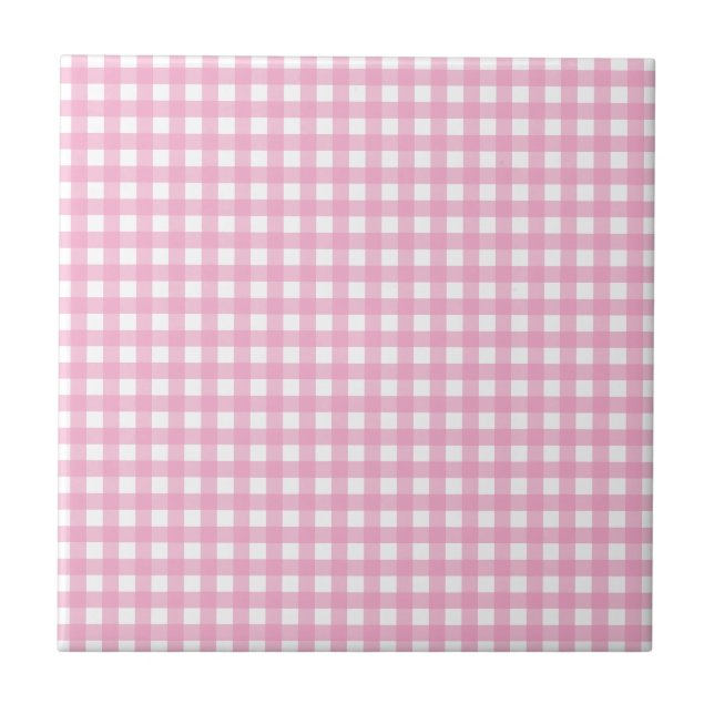 Rosa und weißer Gingham Fliese (Vorderseite)