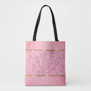 Rosa und weißer Glitzer mit goldenen Streifen Tasche