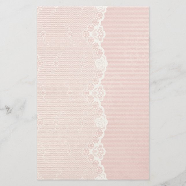 Rosa und weißer Hintergrund mit schwarzer Spitze Briefpapier (Vorderseite)
