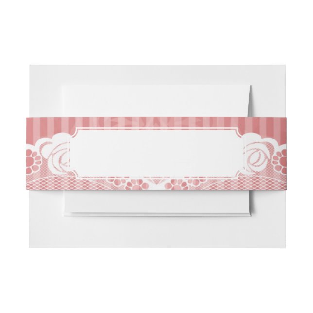 Rosa und weißer Hintergrund mit schwarzer Spitze Einladungsbanderole (Vorderseite Beispiel)
