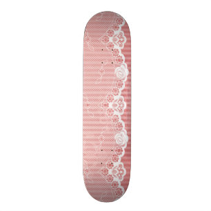 Rosa und weißer Hintergrund mit schwarzer Spitze Skateboard