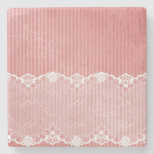 Rosa und weißer Hintergrund mit schwarzer Spitze Steinuntersetzer