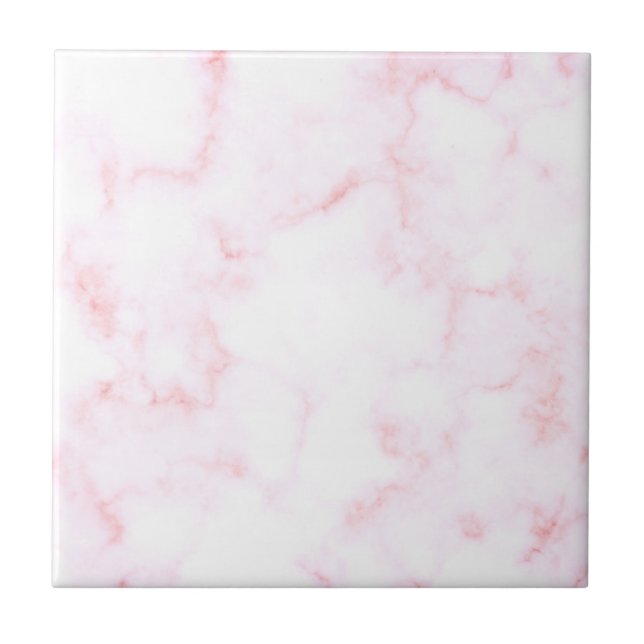 Rosa und weißer Marmor| Keramik Fliese (Vorderseite)