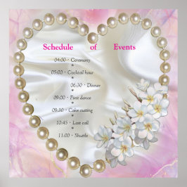 Rosa und weißer Marmor mit gebürstetem Gold Poster