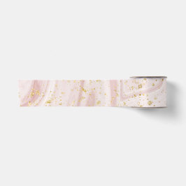 Rosa und weißer Marmor Swirl Gold Glitzer Satinband