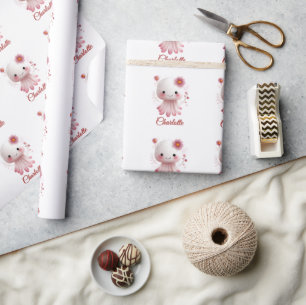 Rosa und weißer Oktopus-Charakter mit individuelle Geschenkpapier