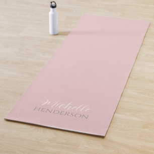 Rosa und weißer personalisierter Monogramm-Name Yogamatte