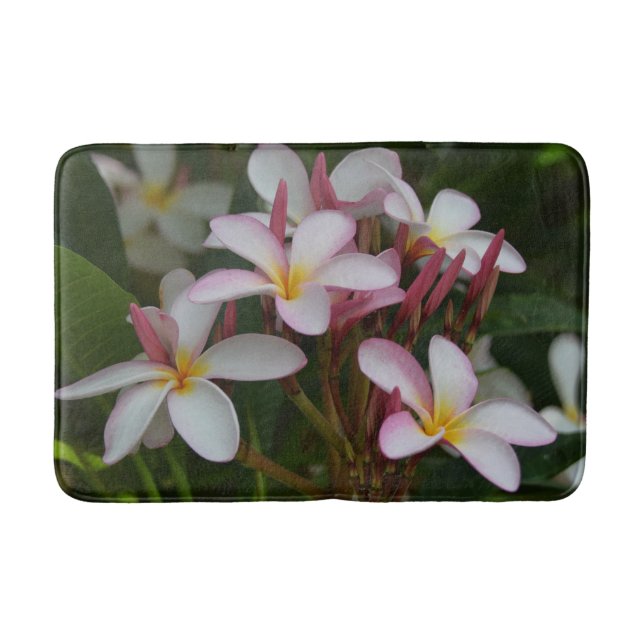 Rosa und weißer Plumeria Badematte (Vorderseite)