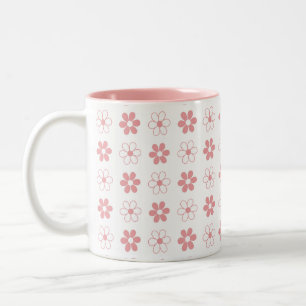 Rosa und weißes Blumenmuster auf Weiß Zweifarbige Tasse