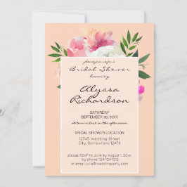 Rosa und weißes Brautparty mit Blumen - Rosa 2B Einladung