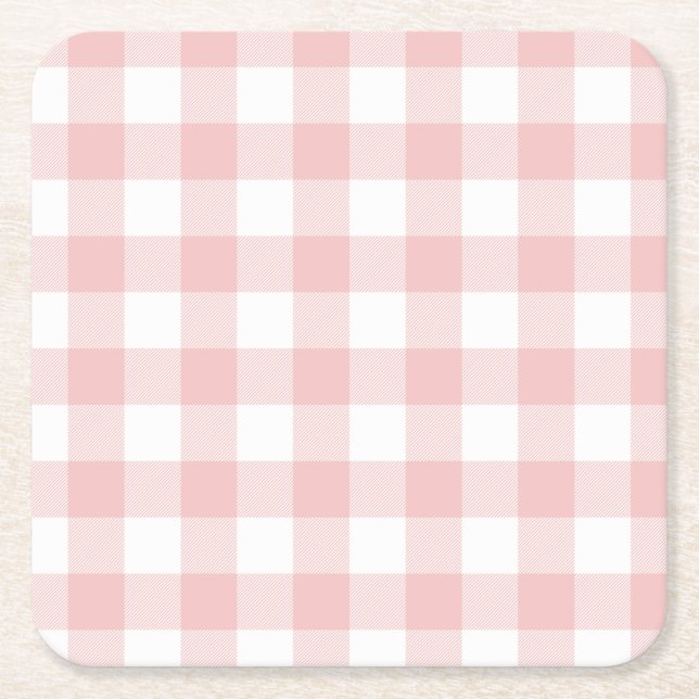 Rosa und Weißes Buffalo Kariert Gingham Rechteckiger Pappuntersetzer (Vorderseite)