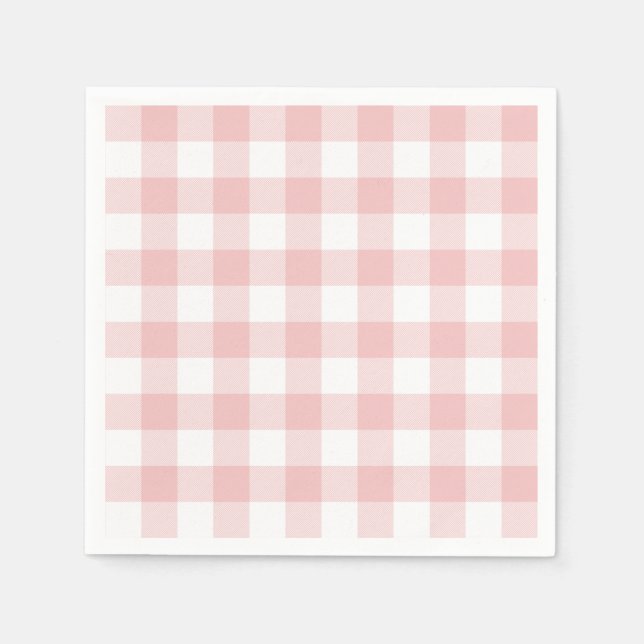 Rosa und Weißes Buffalo Kariert Gingham Serviette (Vorderseite)