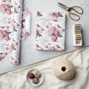 Rosa und weißes Chinoiserie-Toile-Muster Geschenkpapier