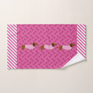 Rosa und weißes Dachshund-Handtuch Handtuch