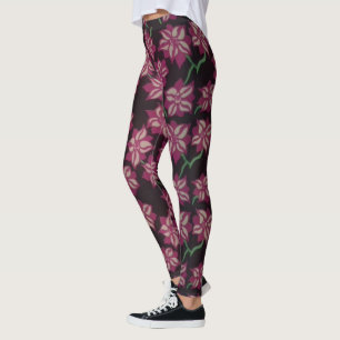 Rosa und weißes Dahlie-Muster Leggings