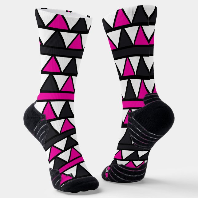Rosa und weißes Dreieck Socken (Gewinkelt)