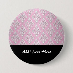 Rosa und weißes florales Damastmuster Button