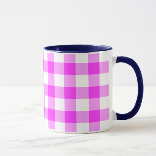Rosa und weißes Gingham-Muster Tasse