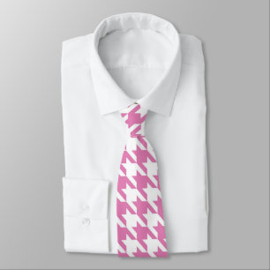 Rosa und weißes Hahnentrittmuster Necktie Krawatte